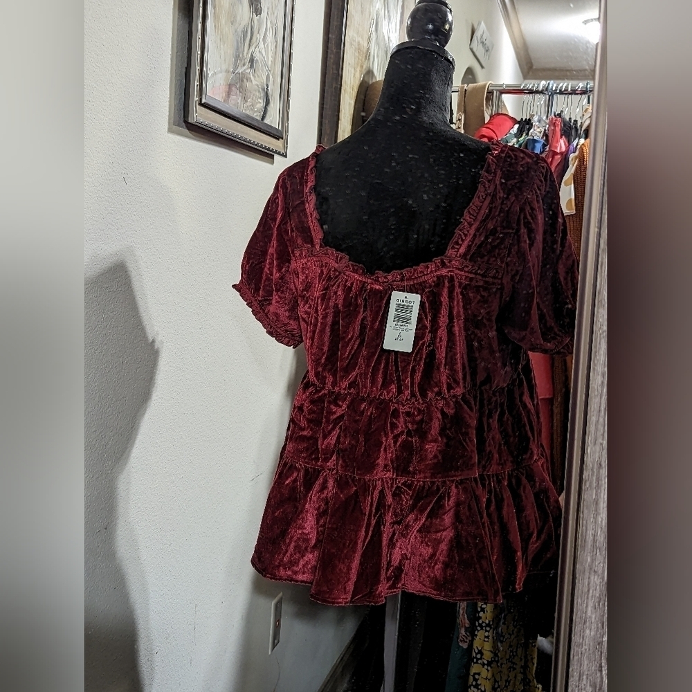 Babydoll Velvet Tiered Top - Picture 8 of 10